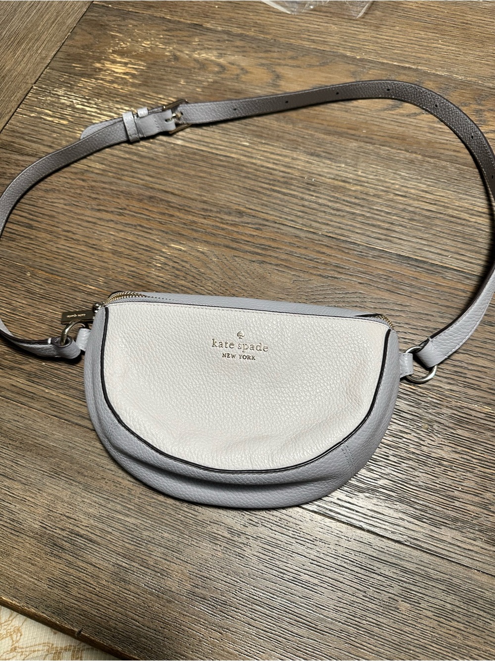 kate spade Cream and Light Gray Leather Bum Bag / Fanny pack
